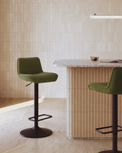 Load image into Gallery viewer, Zenda stool in dark green chenille and matt black steel height 81-102 cm FSC 100% - image 13