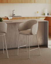 Load image into Gallery viewer, Maina stool in beige chenille and steel legs in a beige finish, FSC Mix Credit, 65 cm - image 5