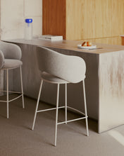 Load image into Gallery viewer, Maina stool in thick beige chenille and steel legs in a beige finish, FSC Mix Credit, 65 cm - image 5