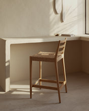 Load image into Gallery viewer, Analy stool backrest solid oak wood natural-tone finish and rope seat 65 cm FSC 100%. - image 5