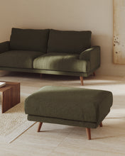 Load image into Gallery viewer, Karin footrest in beige chenille with solid beech wood legs 90 x 70cm - image 3