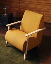 Load image into Gallery viewer, Meghan armchair in mustard bouclé and solid ash wood with natural finish FSC Mix Credit - image 4