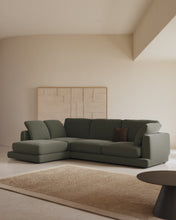 Load image into Gallery viewer, Gala 4-seater sofa with left-hand chaise longue in dark green chenille FSC Mix Credit 300 cm - image 3