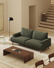Load image into Gallery viewer, Karin 3-seater sofa in dark green chenille with solid beech wood legs in walnut-tone finish 228 cm - image 3
