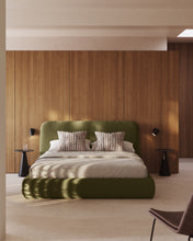 Load image into Gallery viewer, Martina bed with removable cover in dark green bouclé fabric for 160 x 200cm mattress FSC Mix Credit - image 4