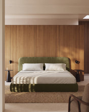 Load image into Gallery viewer, Martina bed with removable cover in dark green bouclé fabric for 180 x 200cm mattress FSC Mix Credit - image 4