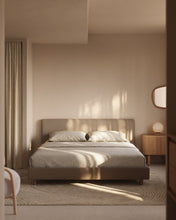 Load image into Gallery viewer, Valma brown chenille bed with removable cover with solid beech wood legs for 160 x 200cm mattress - image 4