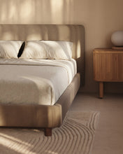 Load image into Gallery viewer, Valma brown chenille bed with removable cover with solid beech wood legs for 160 x 200cm mattress - image 5