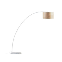 Load image into Gallery viewer, Juhe floor lamp in in ash wood veneer, steel and white marble UK adapter