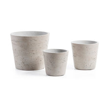 Load image into Gallery viewer, Low set of 3 planters grey Ø 23,5 cm / Ø 16,5 cm / Ø 14 cm