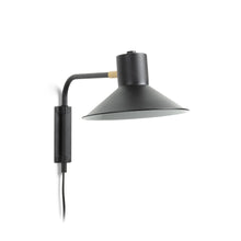 Load image into Gallery viewer, Small Aria wall light in steel with black finish UK adapter