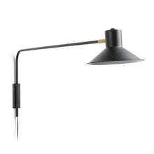 Load image into Gallery viewer, Aria wall light in steel with black finish UK adapter
