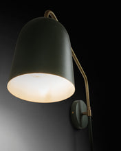 Load image into Gallery viewer, Audrie wall light in steel with green painted finish UK adapter - image 3