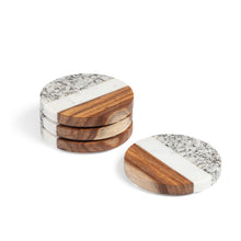 Load image into Gallery viewer, Cataleg set 4 round coasters white grey marble and mango