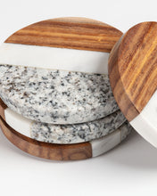 Load image into Gallery viewer, Cataleg set 4 round coasters white grey marble and mango - image 4