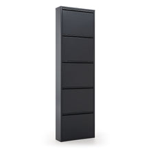 Load image into Gallery viewer, Ode shoe rack with 5 doors in dark grey, 50 x 168.5 cm