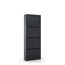 Load image into Gallery viewer, Ode shoe rack with 4 doors in dark grey, 50 x 136 cm