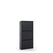 Load image into Gallery viewer, Ode shoe rack with 3 doors in dark grey, 50 x 103 cm