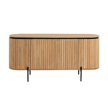 Load image into Gallery viewer, Licia solid mango wood sideboard with 4 doors and black finish metal, 170 x 80 cm
