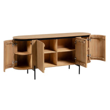 Load image into Gallery viewer, Licia solid mango wood sideboard with 4 doors and black finish metal, 170 x 80 cm - image 3