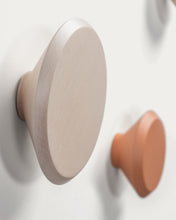 Load image into Gallery viewer, Set of 3 Nadua hangers in solid wood with a natural, orange and beige beech finish. - image 3