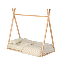 Load image into Gallery viewer, Maralis teepee bed made of solid beech wood with a natural finish, for 70 x 140 cm mattresses
