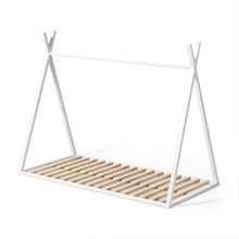 Load image into Gallery viewer, Maralis teepee bed made of solid beech wood with a white finish, for 90 x 190 cm mattresses - image 3