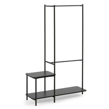 Load image into Gallery viewer, Galatia melamine and metal clothes rail with bench in black finish 100 x 150 cm