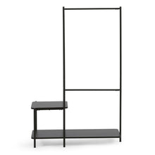 Load image into Gallery viewer, Galatia melamine and metal clothes rail with bench in black finish 100 x 150 cm - image 2