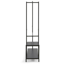 Load image into Gallery viewer, Galatia melamine and metal clothes rail with bench in black finish 100 x 150 cm - image 3
