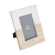 Load image into Gallery viewer, Uria photo frame in white marble and beige stone 23 x 18 cm