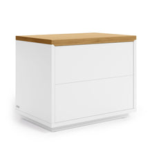Load image into Gallery viewer, Abilen oak veneer and white lacquer bedside table 53 x 44 cm FSC 100%