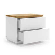 Load image into Gallery viewer, Abilen oak veneer and white lacquer bedside table 53 x 44 cm FSC 100% - image 2