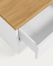 Load image into Gallery viewer, Abilen oak veneer and white lacquer bedside table 53 x 44 cm FSC 100% - image 5