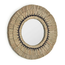 Load image into Gallery viewer, Akila round mirror made from beige natural fibres and black cotton cord, 60 cm - image 2