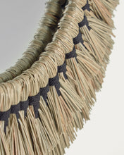 Load image into Gallery viewer, Akila round mirror made from beige natural fibres and black cotton cord, 60 cm - image 6