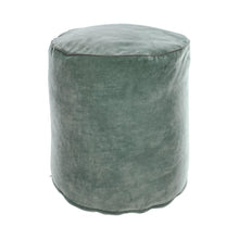 Load image into Gallery viewer, Brunetta round pouffe in dark turquoise velvet Ø 40 cm
