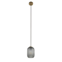 Load image into Gallery viewer, Hestia metal ceiling light with brass finish and grey glass
