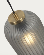 Load image into Gallery viewer, Hestia metal ceiling light with brass finish and grey glass - image 6