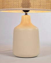 Load image into Gallery viewer, Erna table lamp in white ceramic and bamboo with natural finish adapter UK - image 5