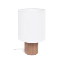 Load image into Gallery viewer, Eshe table lamp in ceramic with terracotta and white finish UK adapter