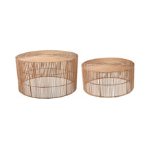Load image into Gallery viewer, Elmima set of 2 coffee tables in 100% rattan with natural finish Ø 66 cm and Ø 55 cm