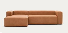 Load image into Gallery viewer, Blok 3-seater with Chaise Longue - Brown Leather