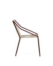 Load image into Gallery viewer, Zivia stackable outdoor chair in ecru rope cord and burgundy galvanised steel - image 2