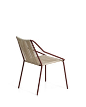Load image into Gallery viewer, Zivia stackable outdoor chair in ecru rope cord and burgundy galvanised steel - image 3