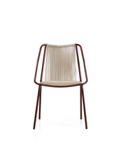 Load image into Gallery viewer, Zivia stackable outdoor chair in ecru rope cord and burgundy galvanised steel - image 4
