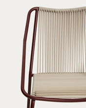 Load image into Gallery viewer, Zivia stackable outdoor chair in ecru rope cord and burgundy galvanised steel - image 7