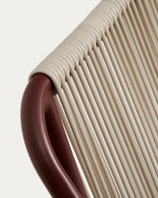 Load image into Gallery viewer, Zivia stackable outdoor chair in ecru rope cord and burgundy galvanised steel - image 9