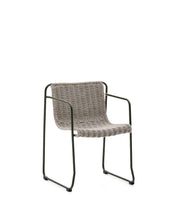 Load image into Gallery viewer, Maurina stackable chair in green galvanised steel and ecru and grey rope cord
