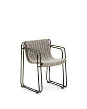 Load image into Gallery viewer, Maurina stackable chair in green galvanised steel and ecru and grey rope cord - image 5
